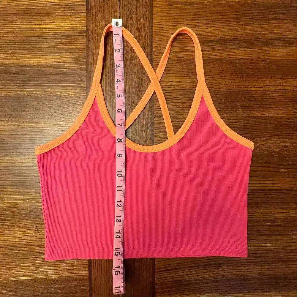 SHEIN Cross Back Hot Pink Strappy Spaghetti Strap Crop Top Medium - Picture 4 of 9